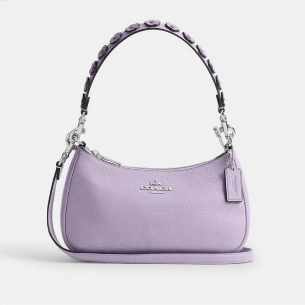 Coach Lilac Teri Shoulder Bag With Floral Applique